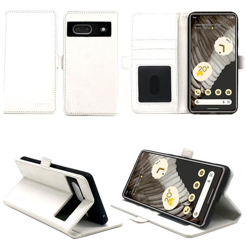 Google Pixel 7 5g Etui Protection Portefeuille Blanc À Rabat Avec Porte Cartes - Housse Google Pixel 7 5g Folio Blanche Coque Silicone Antichoc Smartphone 2022 - Accessoires Pochette Case