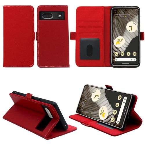 Google Pixel 7 5g Etui Protection Portefeuille Rouge À Rabat Avec Porte Cartes - Housse Google Pixel 7 5g Folio Coque Silicone Antichoc Smartphone 2022 - Accessoires Pochette Case