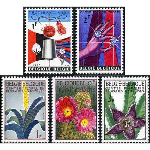 Belgique 1965, Très Beau Timbres Neufs** Luxe Yvert 1313 Salon Textile À Gand, 1314 Expo Des Diamantaires À Anvers, 1315 1316 Et 1317 Floralies Gantoises.