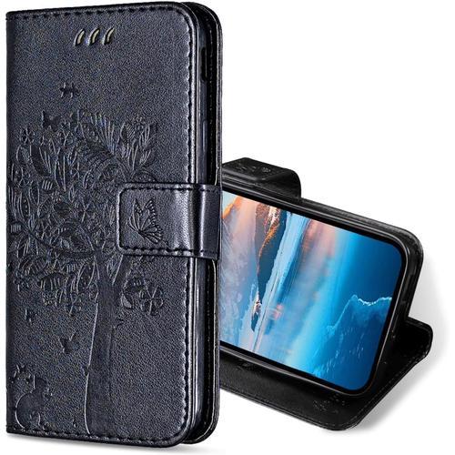 Coque Pour Oppo A52 / Oppo A72 / Oppo A92, Etui Protection Housse Premium En Cuir Pu, Antichoc Étui À Rabat Portefeuille Flip Case Pour Oppo A52 / A72 / A92 (Noir)