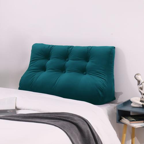 Vercart Compensé Coussin De Lecture Triangulaire De Repos Au Lit Dossier Tête De Lit Soutien Dorsal Oreiller Décoratif, Turquoise Velours