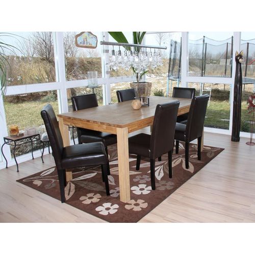 Lot De 6 Chaises De Séjour Littau   Cuir Reconstitué Marron, Pieds Foncés