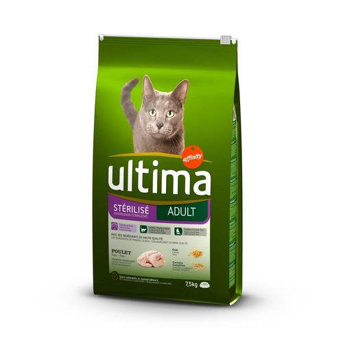 2x10kg Stérilisé, Poulet, Orge Ultima - Croquettes Pour Chat