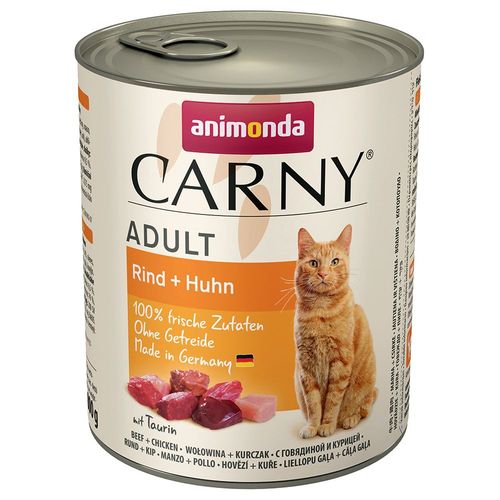 12x800g Adult B¿Uf, Poulet Animonda Carny - Pâtée Pour Chat