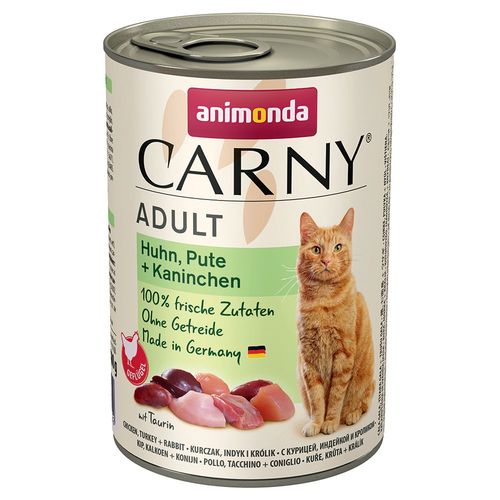 12x400g Adult Poulet, Dinde, Lapin Animonda Carny - Pâtée Pour Chat