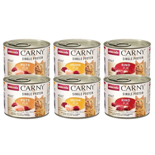 6x200g Single Protein Adult Lot Mixte Animonda Carny - Pâtée Pour Chat