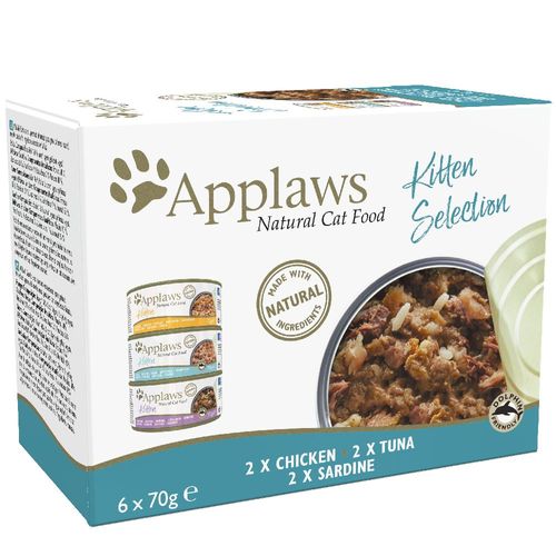 6x70g Kitten Sardine, Poulet, Thon Applaws - Nourriture Pour Chat