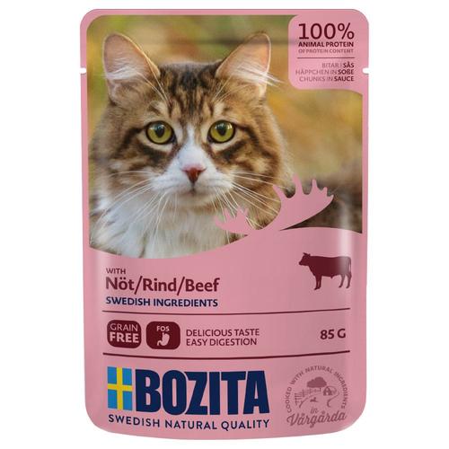 12x85g Bozita Bouchées En Sauce B¿Uf - Sachet Pour Chat