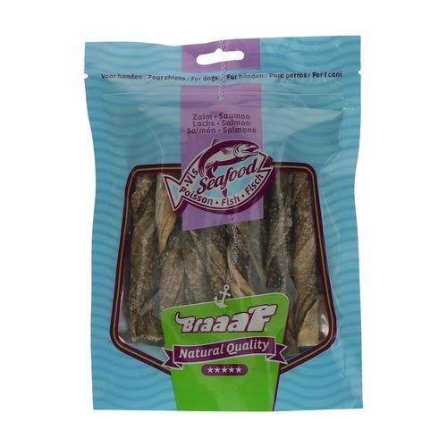 Braaaf Bâtonnets Torsadés À Mâcher, Saumon 12 Cm - Friandises Pour Chien