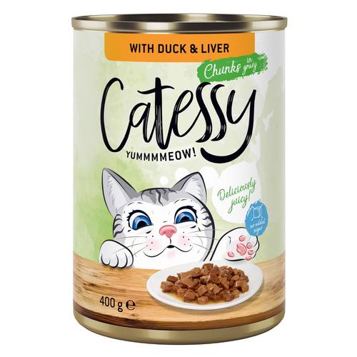 48x400g Bouchées Catessy En Sauce Canard, Foie - Pâtée Pour Chat