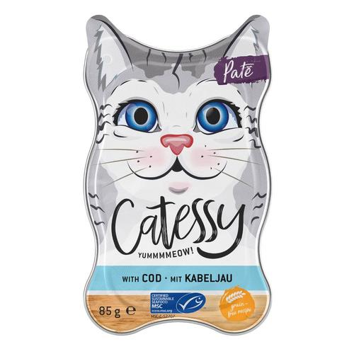 18x85g Catessy Pâté Avec Bouchées De Cabillaud - Pâtée Pour Chat