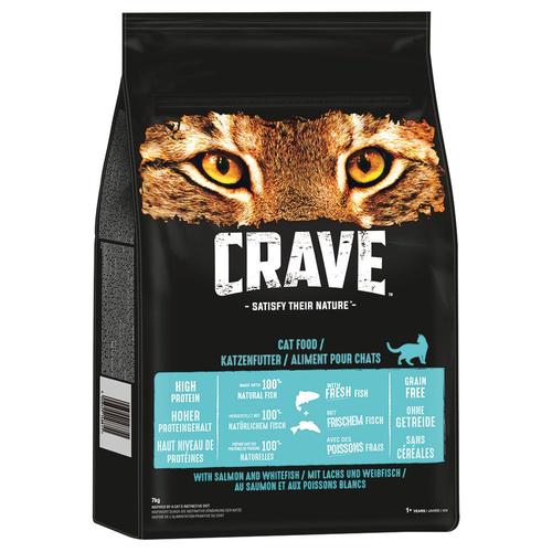 7kg Crave Adult Saumon, Poisson Blanc - Croquettes Pour Chat