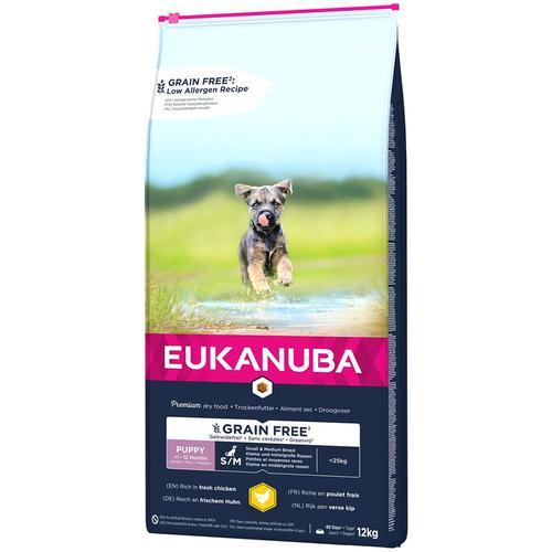 2x12kg Eukanuba Grain Free Puppy Small / Medium Breed Poulet - Croquettes Pour Chien