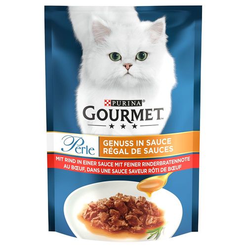 24x85g Gourmet Perle Régal De Sauces Boeuf Dans Une Sauce Saveur Rôti De Boeuf - Pâtée Pour Chat