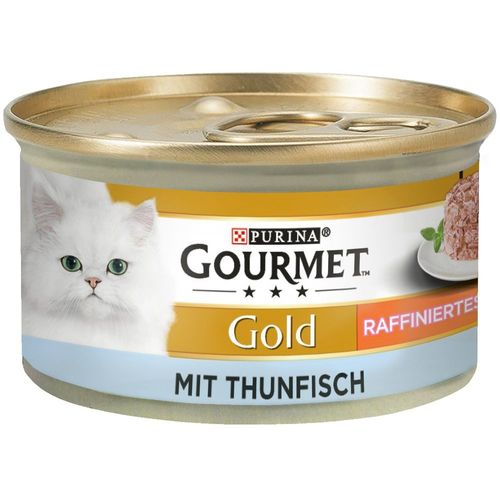 48x85g Thon Recettes Raffinées Gold Gourmet - Nourriture Pour Chat