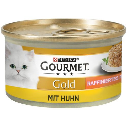 48x85g Poulet Recettes Raffinées Gold Gourmet - Nourriture Pour Chat