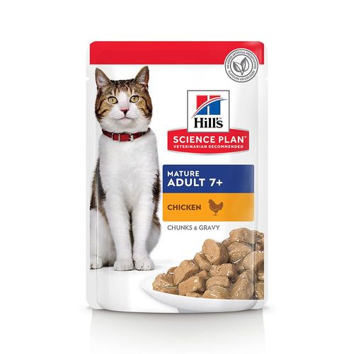 12x85g Mature Adult 7+ Poulet Hill's Science Plan - Sachet Pour Chat