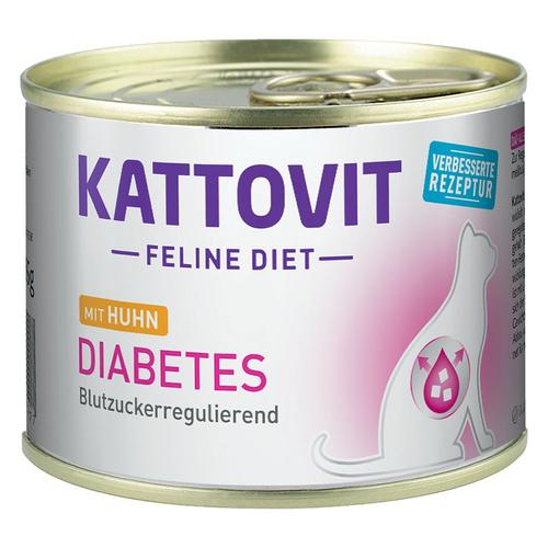 6x185g Kattovit Diabète Poulet - Pâtée Pour Chat