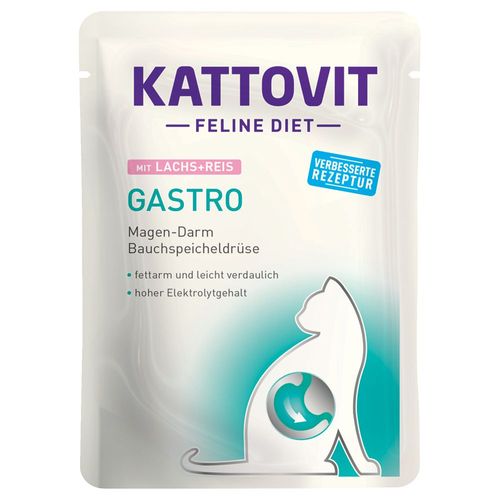 24x85g Kattovit Gastro Saumon, Riz - Pâtée Pour Chat