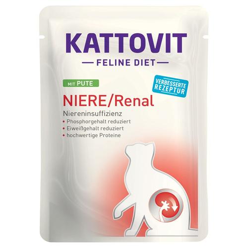 24x85g Kattovit Feline Niere/Renal Pouch Pute Katzenfutter Nass