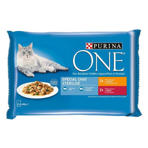 4x85g Purina One Chat Stérilisé Poulet, B¿Uf - Pâtée Pour Chat