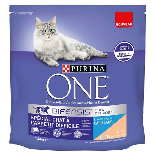 2x1,5kg Spécial Chat À L'appétit Difficile Cabillaud, Truite Purina One - Croquettes Pour Chat