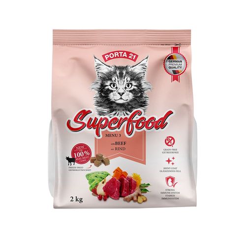 2kg Porta 21 Superfood Menu 3 B¿Uf - Croquettes Pour Chat