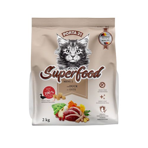 2kg Porta 21 Superfood Menu 2 Canard - Croquettes Pour Chat