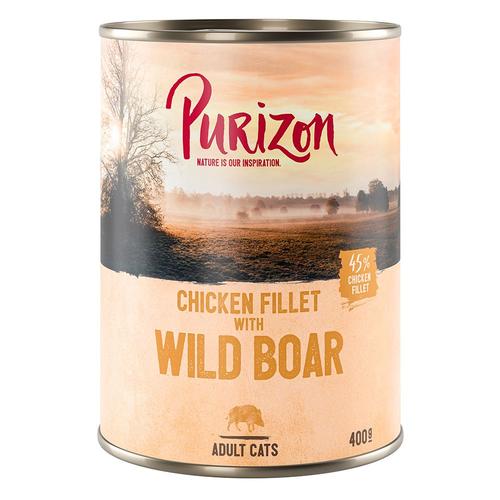 24x400g Purizon Filet De Poulet, Sanglier - Pâtée Pour Chat