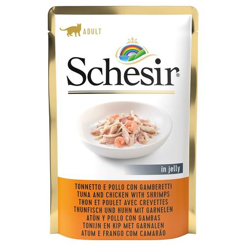 24x85g Schesir En Gelée Thon, Poulet & Crevette En Gelée - Pâtée Pour Chat