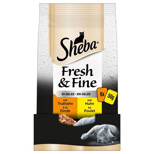 6x50g Sheba Délices Du Jour Fresh & Fine Poulet Et Dinde En Gelée - Pâtée Pour Chat