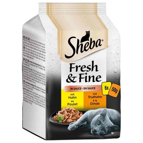 6x50g Sheba Délices Du Jour Fresh & Fine Poulet Et Dinde En Sauce - Pâtée Pour Chat