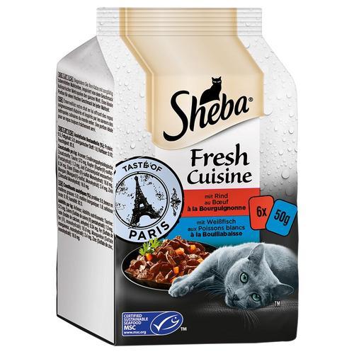 6x50g Sheba Fresh Cuisine Taste Of Paris (Msc) B¿Uf, Poissons Blancs - Pâtée Pour Chat