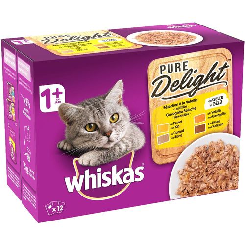 24x85g Whiskas Pure Delight + 1 Adult Pure Delight Sélection À La Volaille En Gelée