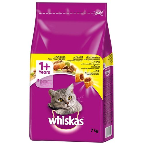 7kg Poulet Whiskas 1+ - Croquettes Pour Chat