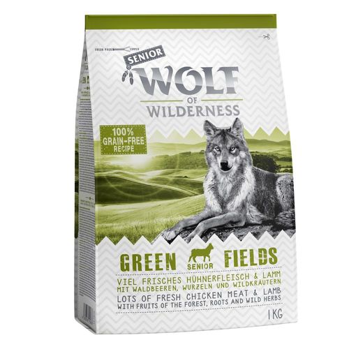 1kg Agneau Sans Céréales Croquettes Chien Wolf Of Wilderness Senior Green Fields