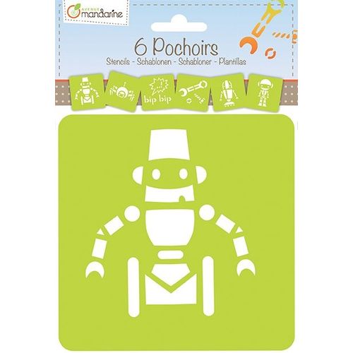 Avenue Mandari Set 6 Pochoirs Enfants, Robots