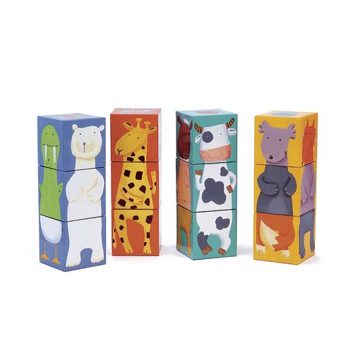 Djeco 12 Cubes Animaux Couleurs