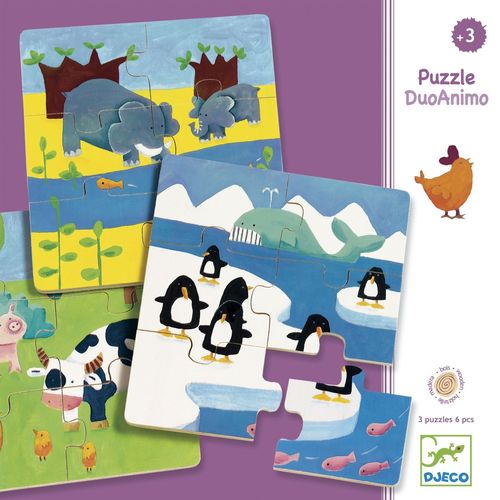 Djeco Puzzle Bois - Animaux Couleurs