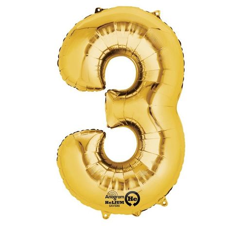 Anagram Ballon Foil Chiffre 3 Or