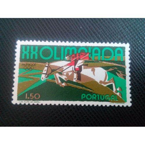Timbre Portugal Y T 1158 Jeux Olympiques D'été - Munich , Saut D'obstacles 1972 ( 021106 )