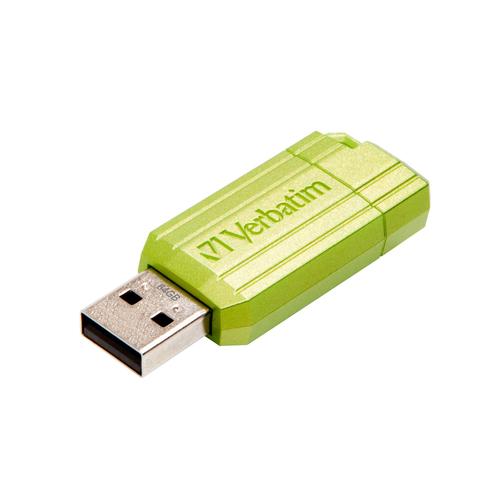VERBATIM USB DRIVE 2.0 PINSTRIPE 64GB STORE?N?GO EUCALYPTUS GREEN