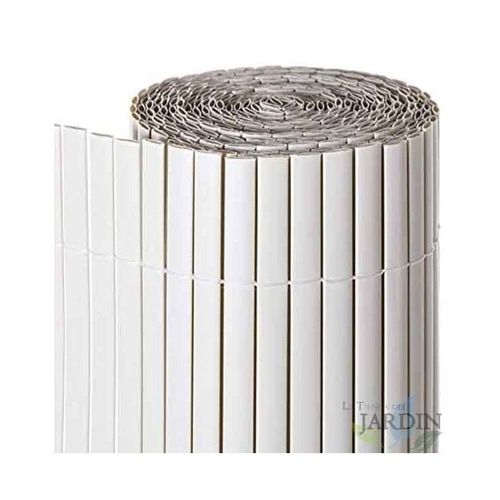 Canisse Synthétique Pvc Double 1,5 X 3 M Avec Cannes Entières Blanc, Brise-Vue Pour Jardins, Balcons Et Clôtures