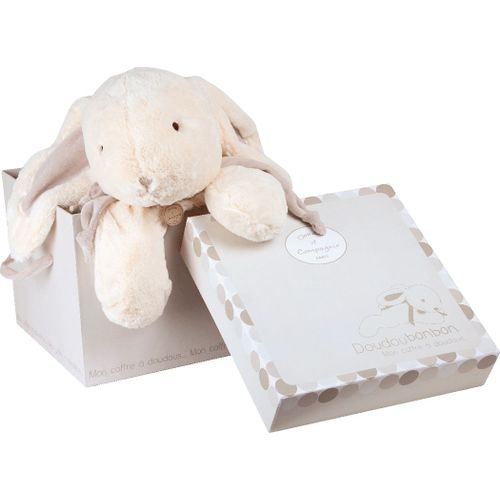 Doudou Et Compagnie Lapin Bonbon 75 Cm + Coffre - Taupe