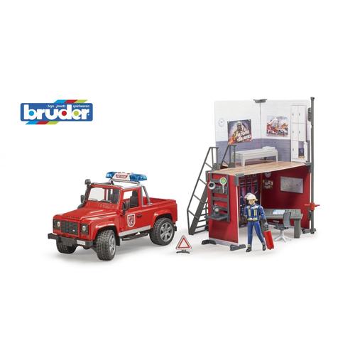 Theme Station Pompier Avec Land Rover Defender, Personnage Et Accessoires