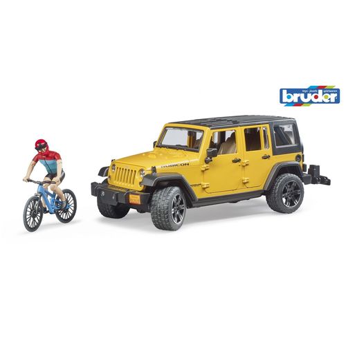 Bruder Jeep Wrangler Rubicon Unlimited Avec Velo De Montagne Et Un Cycliste