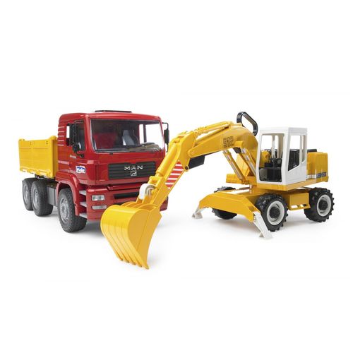 Bruder Camion Benne Man Tga Avec Pelleteuse Liebherr