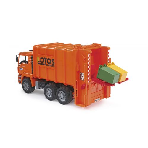 Bruder Camion Poubelle Man Orange Avec 2 Poubelles