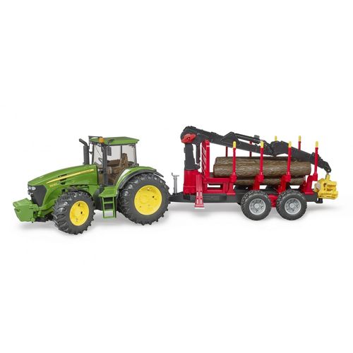 Bruder Tracteur John Deere 7930 Avec Remorque Forestière Et Rondins De Bois