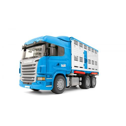 Bruder Camion Bétaillère Scania R-Série Bleu Et Blanc, Avec Animal